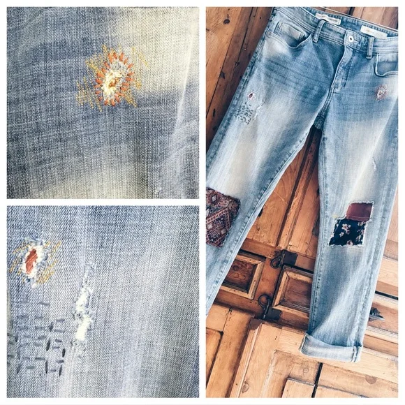 Pilcro & The Letterpress Anthropologie Patchwork Jeans NWT - Picture 7 of 11